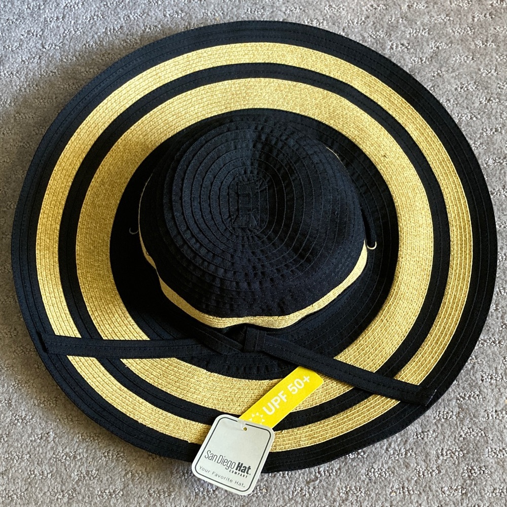 New SAN DIEGO HAT CO. black & paper straw hat.
